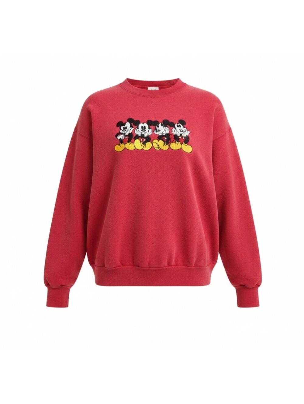 Vintage Disney Mickey Mouse Sweatshirt Red Crewneck Fleece 90s Made in USA XL